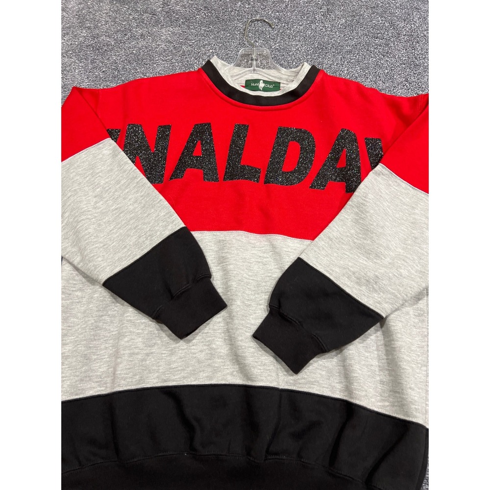 Hunt Club Vintage Colorblock Sweatshirt Red Grey Black Glitter Final Days Small